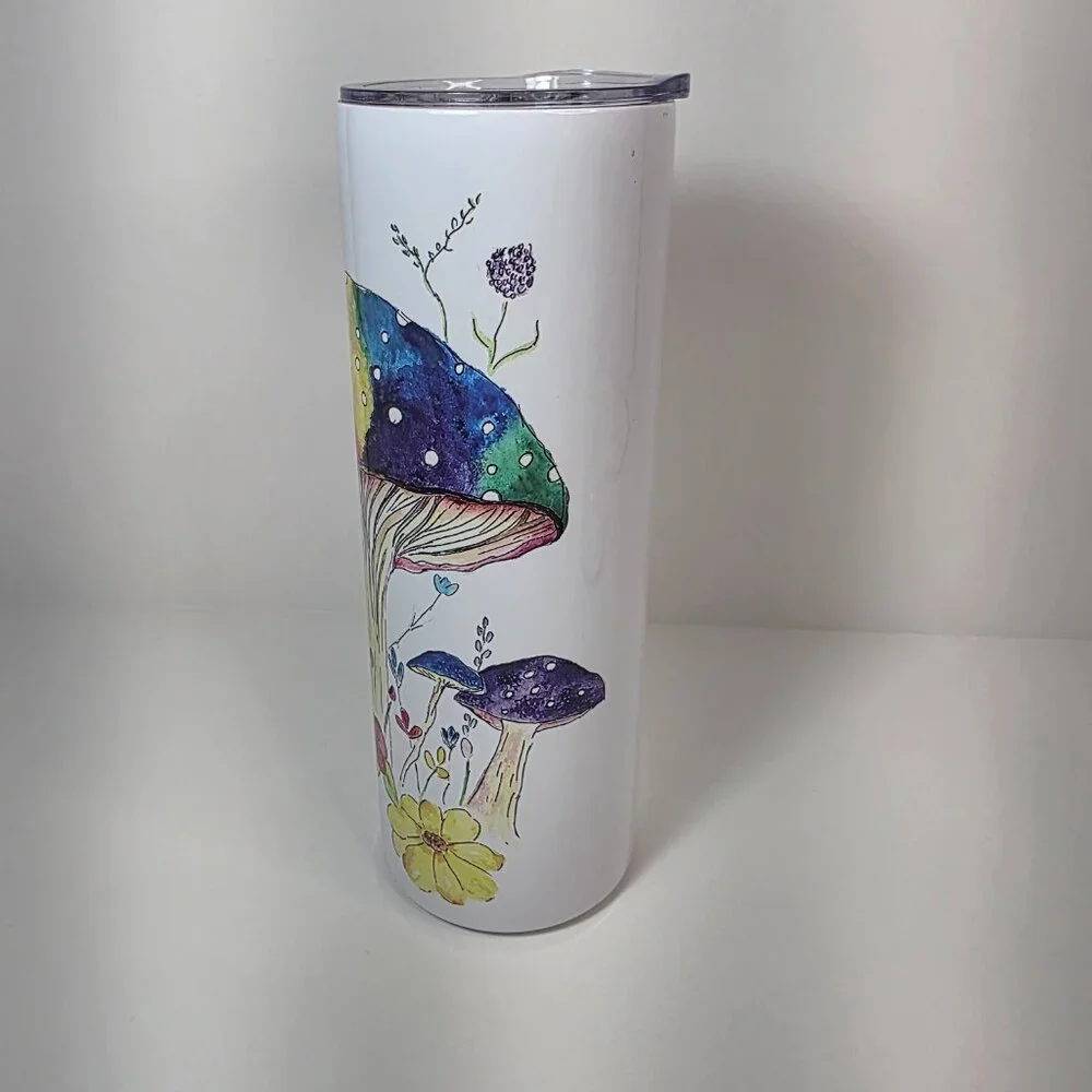 Rainbow Mushroom Tumbler 20oz Stainless Steel | Cottagecore Fairycore Woodland - Picture 5 of 9